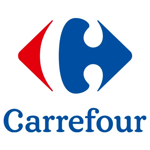 Logo sklepu Carrefour z gazetkami promocyjnymi